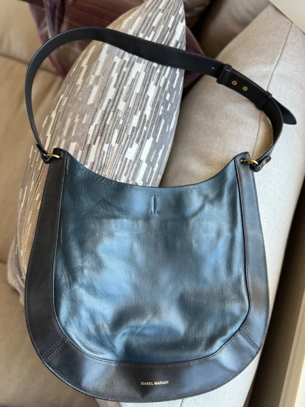 Isabel Marant Moskan Leather Shoulder Bag (Blue)